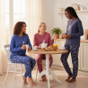 OZABI Ensemble Pyjama Femme Léger Motif Fantaisie, Broderie Poitrine, Pantalon Imprimé Taille Élastiquée