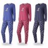 OZABI Ensemble Pyjama Femme Léger Motif Fantaisie, Broderie Poitrine, Pantalon Imprimé Taille Élastiquée