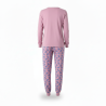 OZABI Ensemble Pyjama Femme Coton Doublé Polaire, Broderie Fil Lurex, Pantalon Imprimé Taille Élastiquée