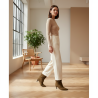 OZABI Bottines Femme Mi-Haute Tige Suédine Plissée, Bout Pointu, Talon Fin 4 cm, Coloris Cognac ou Taupe, Tailles 36 à 41