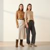 OZABI Bottines Femme Mi-Haute Tige Suédine Plissée, Bout Pointu, Talon Fin 4 cm, Coloris Cognac ou Taupe, Tailles 36 à 41