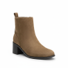 OZABI Bottines Femme Tige Suédine Zippée, Talon Bloc 5 cm, Bout Arrondi