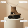 OZABI Bottines Femme Tige Suédine Zippée, Talon Bloc 5 cm, Bout Arrondi