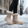 OZABI Bottines Fourrées Femme Tige Suédine Zippée, Revers Fausse Fourrure, Semelle Crantée Antidérapante