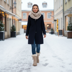 OZABI Bottines Fourrées Femme Tige Suédine Zippée, Revers Fausse Fourrure, Semelle Crantée Antidérapante