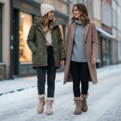 OZABI Bottines Fourrées Femme Tige Suédine Zippée, Revers Fausse Fourrure, Semelle Crantée Antidérapante