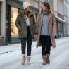 OZABI Bottines Fourrées Femme Tige Suédine Zippée, Revers Fausse Fourrure, Semelle Crantée Antidérapante