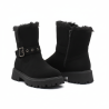 OZABI Bottines Fourrées Femme Tige Suédine Zip et Sangle, Revers Fausse Fourrure, Semelle Crantée
