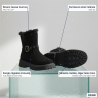 OZABI Bottines Fourrées Femme Tige Suédine Zip et Sangle, Revers Fausse Fourrure, Semelle Crantée