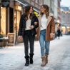OZABI Bottines Fourrées Femme Tige Suédine Zip et Sangle, Revers Fausse Fourrure, Semelle Crantée