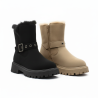 OZABI Bottines Fourrées Femme Tige Suédine Zip et Sangle, Revers Fausse Fourrure, Semelle Crantée
