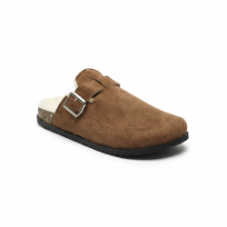 OZABI Sabots Mules Femme Fourrées Suédine, Boucle Ajustable, Semelle Liège et Caoutchouc, Tailles 36 à 41