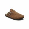 OZABI Sabots Mules Femme Fourrées Suédine, Boucle Ajustable, Semelle Liège et Caoutchouc, Tailles 36 à 41