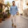 OZABI Sabots Homme Cuir Synthétique Marbré, Boucle Ajustable, Semelle Liège et Caoutchouc, Coloris Camel, Marron ou Noir