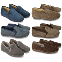 OZABI Pantoufles Charentaises Homme Fabriquées en Espagne, Tige Suédine Effet Structuré, Doublure Feutrine Fourrée, Semelle Caou