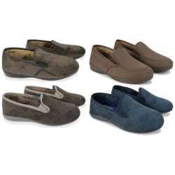 OZABI Charentaises Homme Fabriquées en Espagne, Tige Microfibre Toucher Velours Doux, Doublure Feutrine, Semelle Caoutchouc Anti