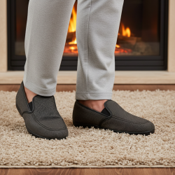 OZABI Charentaises Homme Fabriquées en Espagne, Tige Microfibre Toucher Velours Doux, Doublure Feutrine, Semelle Caoutchouc Anti