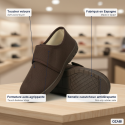 OZABI Pantoufles Charentaises Homme Fabriquées en Espagne, Toucher Velours, Fermeture Auto-Agrippante, Semelle Antidérapante