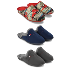 OZABI Pantoufles Mules Homme Fabriquées en Espagne, Tige Textile Douce, Motifs Fantaisie, Semelle Caoutchouc Antidérapante