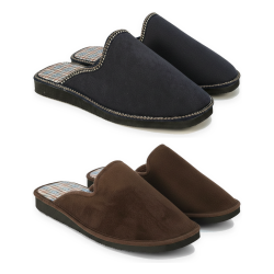 OZABI Pack de 2 Paires de Pantoufles Mules Homme Fabriquées en Espagne, Tige Effet Velours, Semelle Mousse Forte Densité