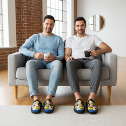 OZABI Pack de 2 Paires de Pantoufles Mules Homme Fantaisie Motif Dessin Animé, Fabriquées en Espagne, Semelle Mousse