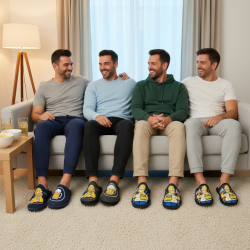 OZABI Pack de 2 Paires de Pantoufles Mules Homme Fantaisie Motif Dessin Animé, Fabriquées en Espagne, Semelle Mousse