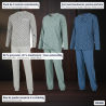 OZABI Ensemble Pyjama Homme Long Pack de 3, Haut Manches Longues Imprimé Col Rond Boutonné, Pantalon Uni Taille Élastiquée, Chev