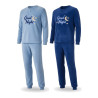 OZABI Ensemble Pyjama Homme Pack de 2, Polaire Douce et Moelleuse, Haut Col Rond 2 Boutons Broderie Good Night, Pantalon