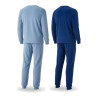 OZABI Ensemble Pyjama Homme Pack de 2, Polaire Douce et Moelleuse, Haut Col Rond 2 Boutons Broderie Good Night, Pantalon