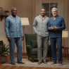 OZABI Ensemble Pyjama Homme Long Boutonné Pack de 3, Coton Doublure Polaire, Col Chemise, Manches Longues, Pantalon