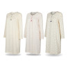 OZABI Chemise de Nuit Femme Pack de 3, Coton Manches Longues, Col Rond 4 Boutons Nœud Ruban, Imprimé Petits Cœurs et Pois
