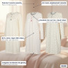 OZABI Chemise de Nuit Femme Pack de 3, Coton Manches Longues, Col Rond 4 Boutons Nœud Ruban, Imprimé Petits Cœurs et Pois