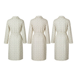 OZABI Chemise de Nuit Femme Pack de 3, Coton Manches Longues, Col Chemise Boutonné, Poches Imprimées, Ceinture Nouée