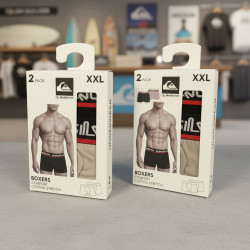 QUIKSILVER Licence Officielle Boxers Homme Pack de 4, 2 Coffrets Cadeau, Coton Stretch, Ceinture Logotée
