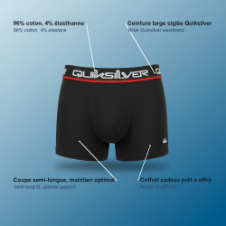 QUIKSILVER Licence Officielle Boxers Homme Pack de 4, 2 Coffrets Cadeau, Coton Stretch, Ceinture Logotée