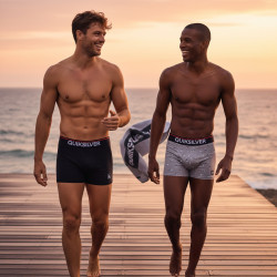 QUIKSILVER Licence Officielle Boxers Homme Pack de 4, 2 Coffrets Cadeau, Coton Stretch, Ceinture Logotée