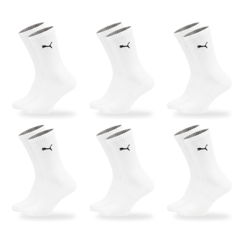 PUMA Chaussettes Mixte Regular Crew Pack de 6 Paires (Lot) - Coton Doux, Talon Cousu, Semelle Rembourrée