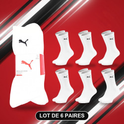 PUMA Chaussettes Mixte Regular Crew Pack de 6 Paires (Lot) - Coton Doux, Talon Cousu, Semelle Rembourrée