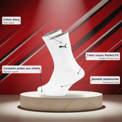 PUMA Chaussettes Mixte Regular Crew Pack de 6 Paires (Lot) - Coton Doux, Talon Cousu, Semelle Rembourrée