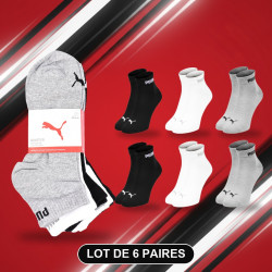PUMA Chaussettes Mixte Quarter Pack de 6 Paires (Lot) - Coton Doux, Tige Courte, Coutures Plates