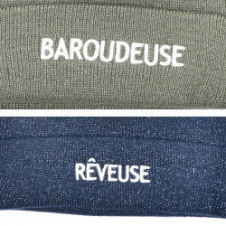 OZABI Bonnets Femme Message Brodé Humoristique Fil Lurex Pailleté - Pack de 2 (Lot) - Maille Côtelée à Revers