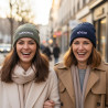 OZABI Bonnets Femme Message Brodé Humoristique Fil Lurex Pailleté - Pack de 2 (Lot) - Maille Côtelée à Revers