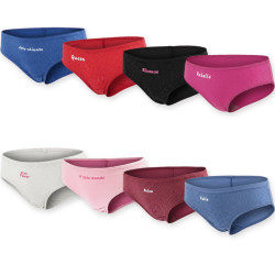 OZABI Culottes Fille Coton Message Humoristique Pois Pailletés Argent - Pack de 4 (Lot) - Fine Bordure Dentelle