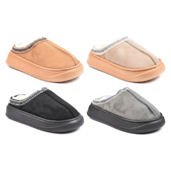 OZABI Pantoufles Mules Femme Hiver, Style Scandinave, Tige Suédine, Intérieur Fourré, Semelle Épaisse Caoutchouc Antidérapante