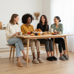 OZABI Pantoufles Mules Femme Hiver, Style Scandinave, Tige Suédine, Intérieur Fourré, Semelle Épaisse Caoutchouc Antidérapante