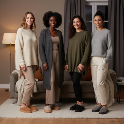 OZABI Pantoufles Mules Femme Hiver, Style Scandinave, Tige Suédine, Intérieur Fourré, Semelle Épaisse Caoutchouc Antidérapante