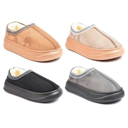 OZABI Pantoufles Chaussons Femme Hiver, Style Scandinave, Talon Fermé, Tige Suédine, Intérieur Fourré, Semelle Épaisse Antidérap