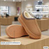 OZABI Pantoufles Chaussons Femme Hiver, Style Scandinave, Talon Fermé, Tige Suédine, Intérieur Fourré, Semelle Épaisse Antidérap
