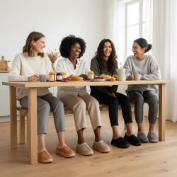 OZABI Pantoufles Chaussons Femme Hiver, Style Scandinave, Talon Fermé, Tige Suédine, Intérieur Fourré, Semelle Épaisse Antidérap