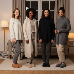OZABI Pantoufles Chaussons Femme Hiver, Style Scandinave, Talon Fermé, Tige Suédine, Intérieur Fourré, Semelle Épaisse Antidérap